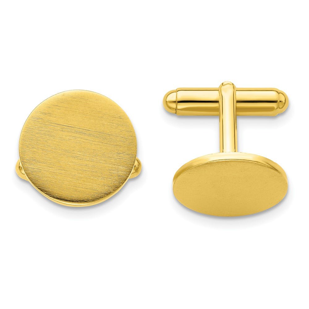 Kelly Waters Gold - plated Satin Round Engravable Cuff Links - JewelryAffairs