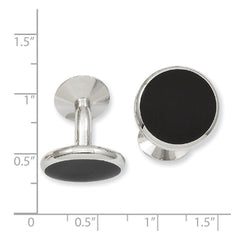 Kelly Waters Rhodium - plated Black Epoxy Round Cuff Links - JewelryAffairs