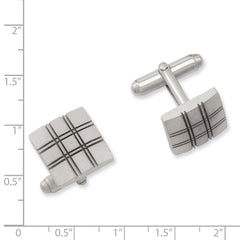 Kelly Waters Rhodium - plated Double Lines Patterned Square Cuff Links - JewelryAffairs