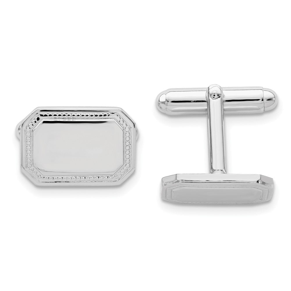 Kelly Waters Rhodium - plated Polished Rectangle Engravable Cuff Links - JewelryAffairs