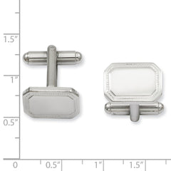 Kelly Waters Rhodium - plated Polished Rectangle Engravable Cuff Links - JewelryAffairs