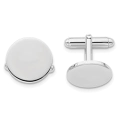 Kelly Waters Rhodium - plated Polished Round Engravable Cuff Links - JewelryAffairs