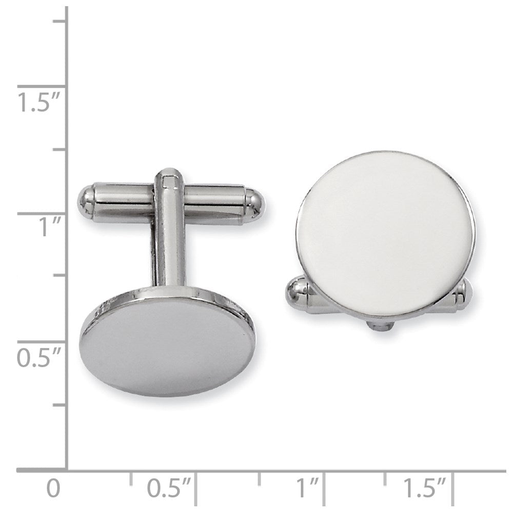 Kelly Waters Rhodium - plated Polished Round Engravable Cuff Links - JewelryAffairs