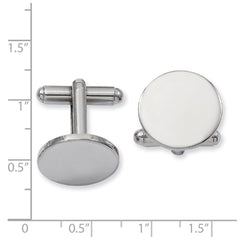 Kelly Waters Rhodium - plated Polished Round Engravable Cuff Links - JewelryAffairs