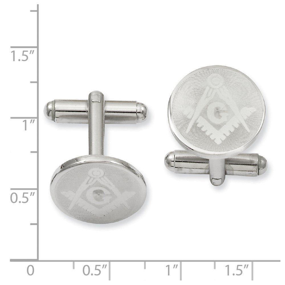 Kelly Waters Rhodium - plated Round Masonic Cuff Links - JewelryAffairs