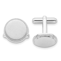 Kelly Waters Rhodium - plated Satin Florentine Round Beaded Cuff Links - JewelryAffairs
