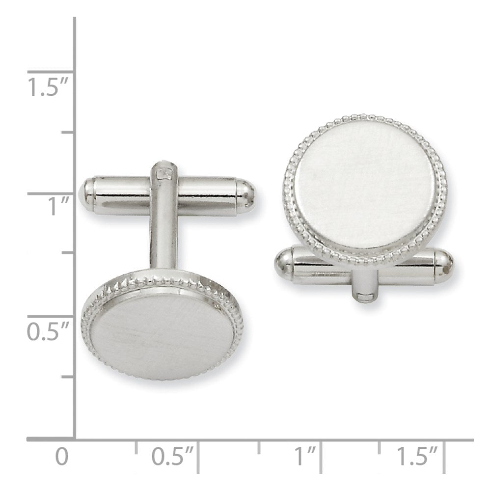 Kelly Waters Rhodium - plated Satin Florentine Round Beaded Cuff Links - JewelryAffairs