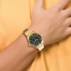 Mens Charles Hubert Gold-plated Stainless Steel Black Dial Watch