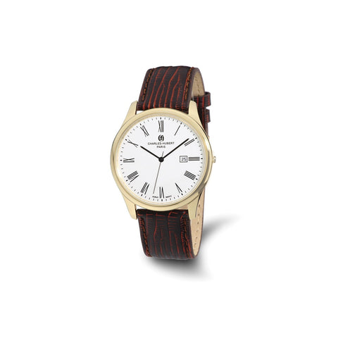 Mens Charles Hubert IP-plated Stainless Leather Band 43mm Watch
