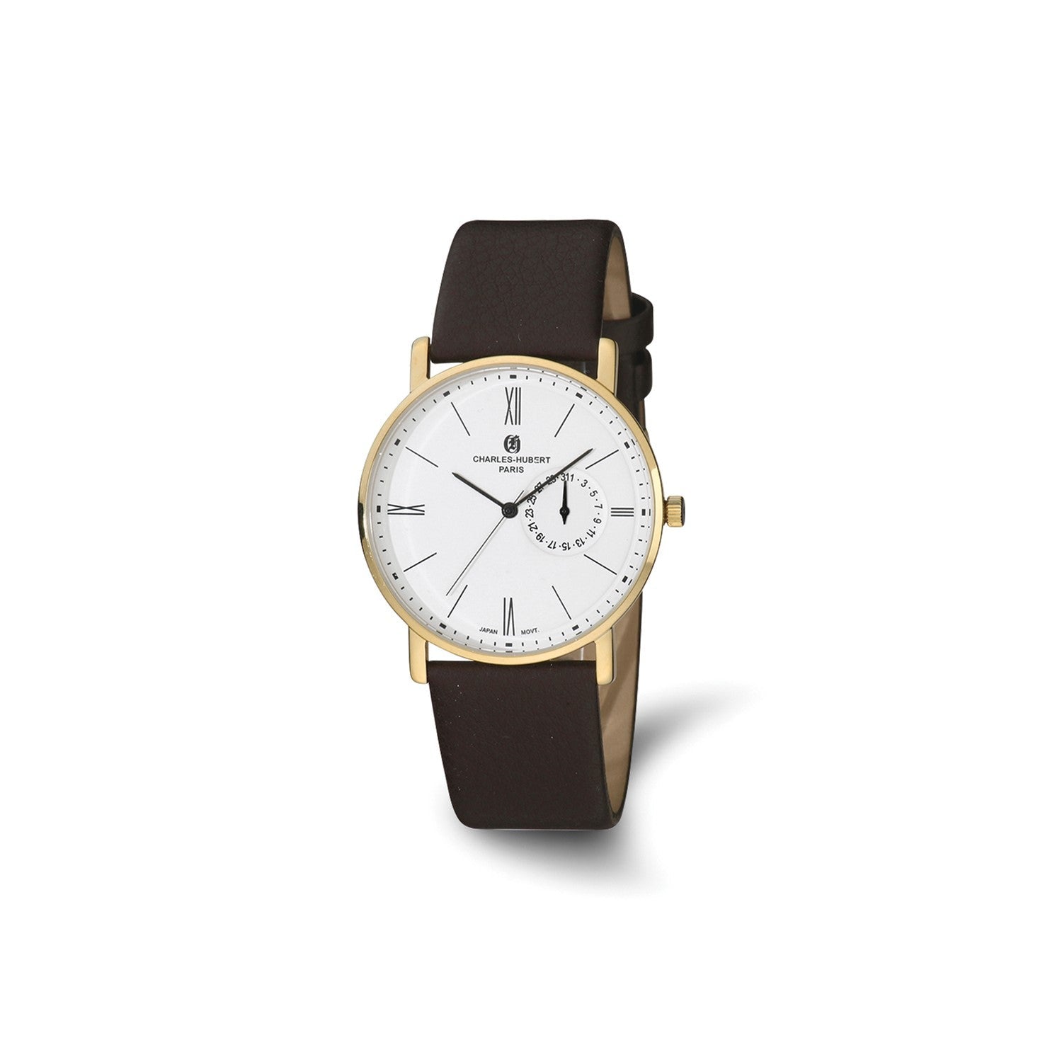Mens Charles Hubert Stainless Steel White Dial Dress Watch