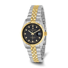 Mens Charles Hubert Two-tone Stainless Steel Black Dial Watch