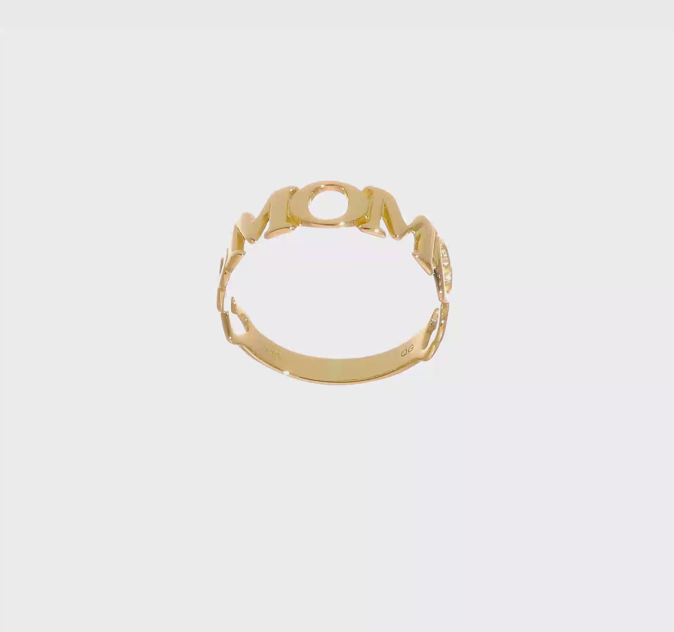 14k Yellow High Polished Mom heart Design Ring, Size 6.5