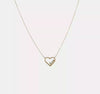 14K Yellow Gold Open Heart with LOVE Inside Adjustable 17 inch Necklace