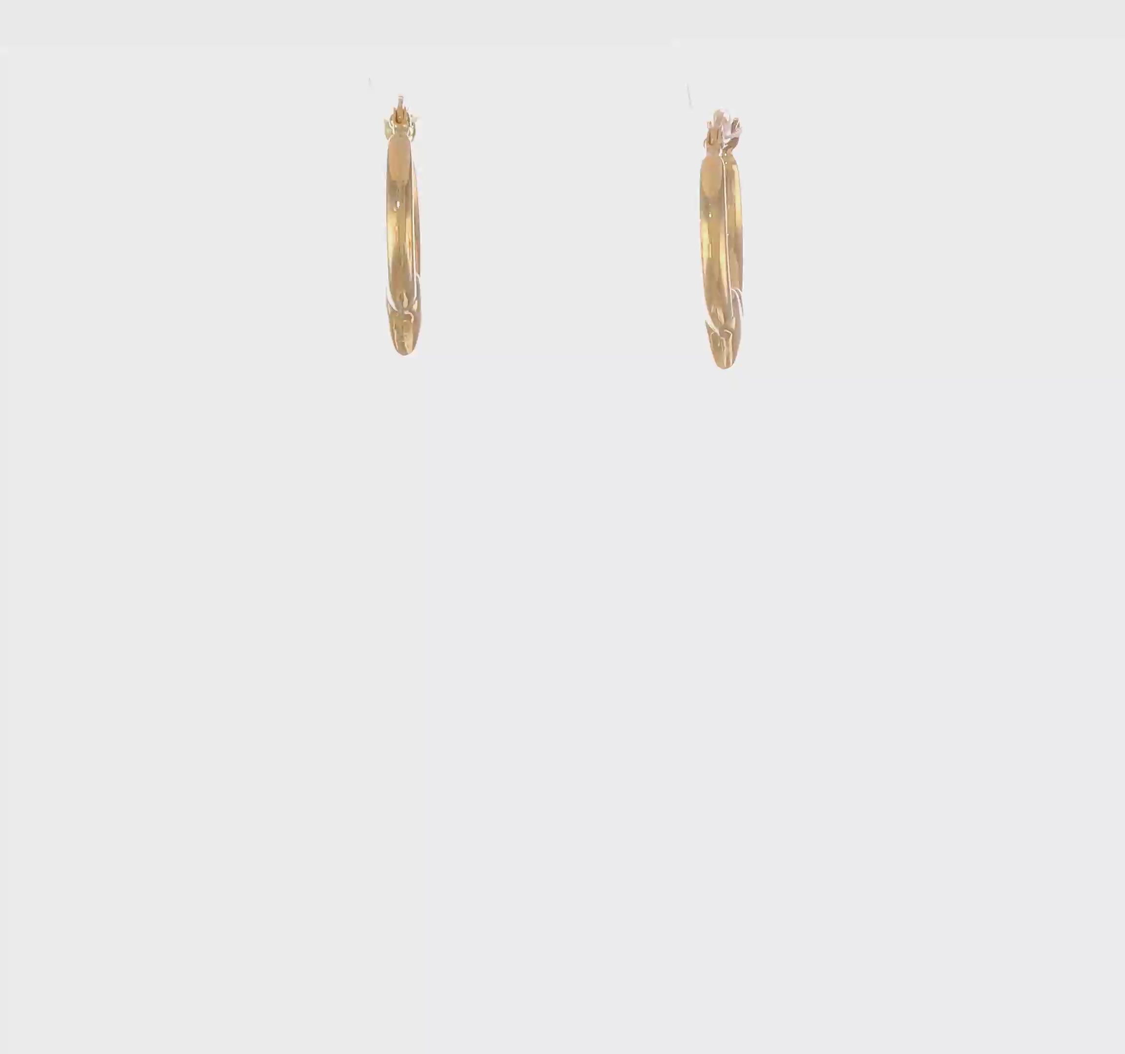 14K Yellow Gold Heart Design Hoop Earrings, 16mm x 13mm