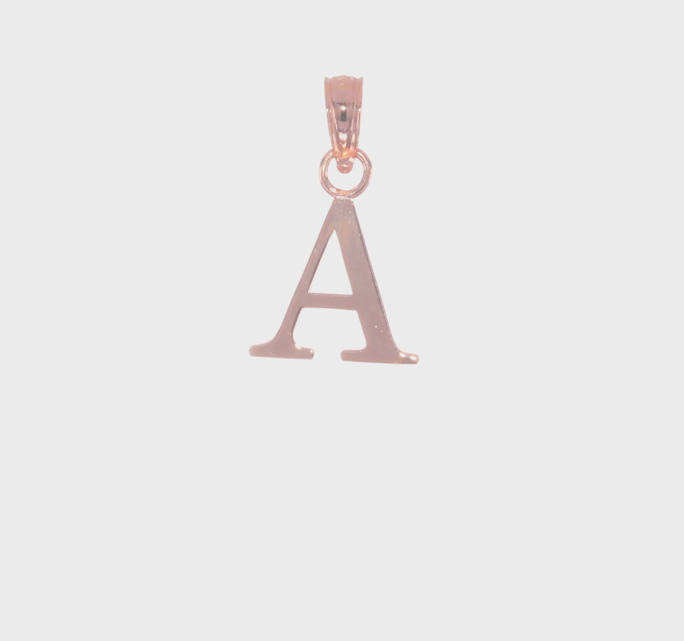 14K Rose Gold Polished Block Font Initial Letter Pendants, 13x10mm