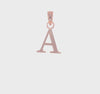 14K Rose Gold Polished Block Font Initial Letter Pendants, 13x10mm