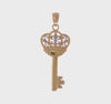 14K and White Gold Fleur De Lis Crown Key Pendant,31x12mm