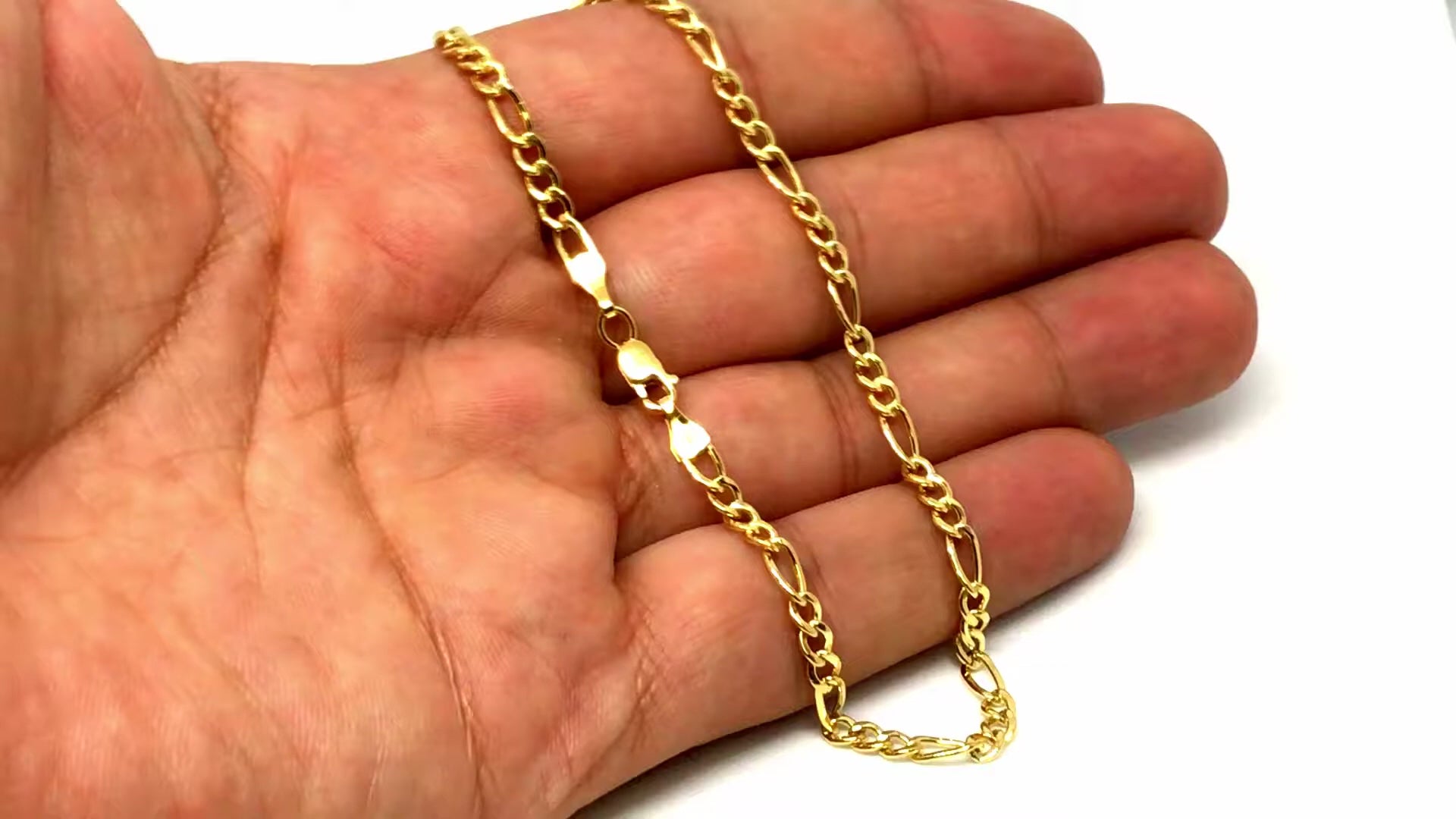 14K Yellow Gold Filled Figaro Chain Necklace, 3.2 mm Wide