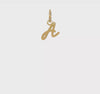 10K Yellow Gold Script Letter Initial Charm Pendant, 14x10mm