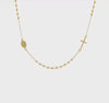 14K Yellow Gold Religious Rosary Necklace with Cross and Medallion, 16 inches