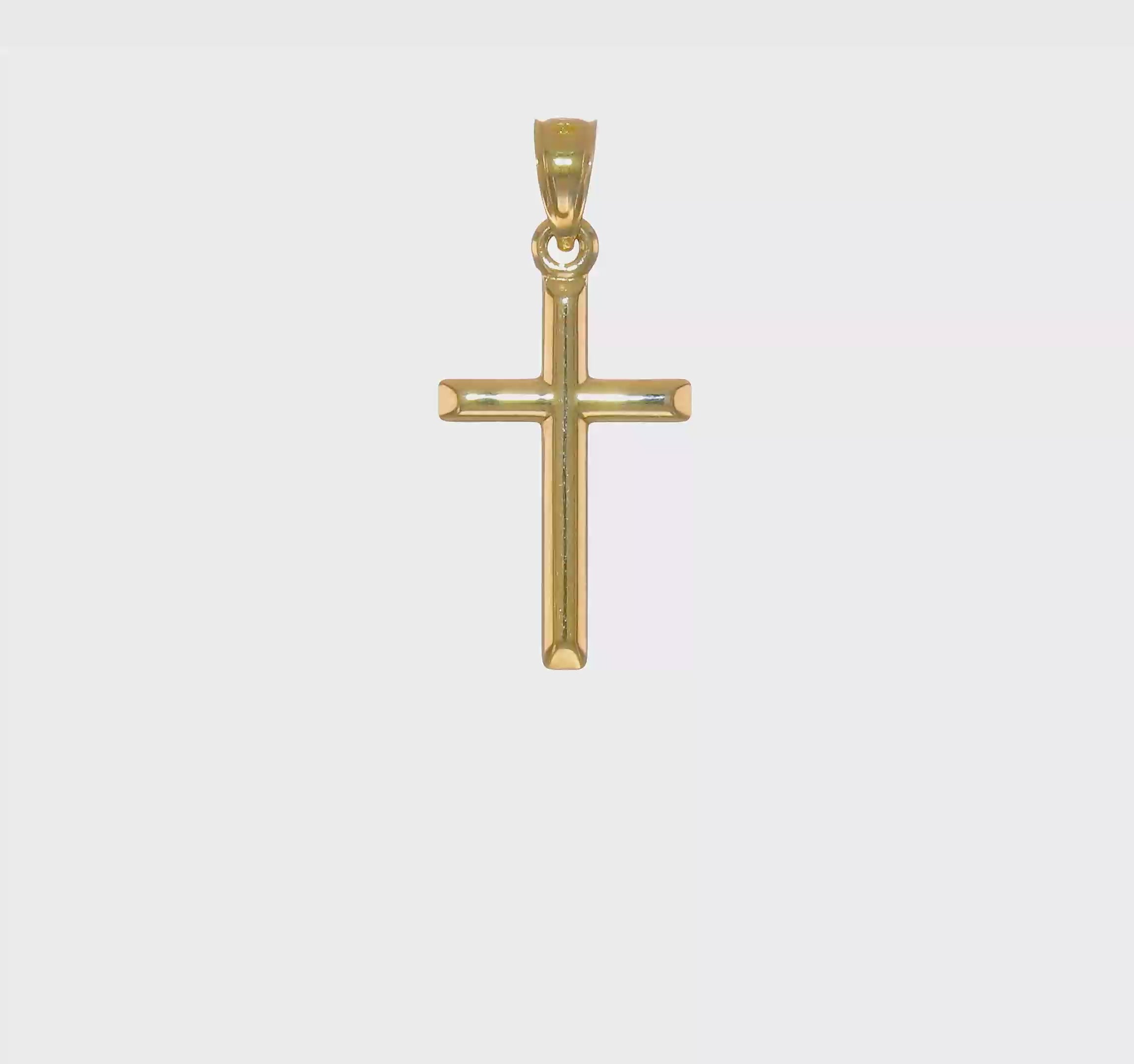 14k White Gold Shiny Round Tube Cross Pendant