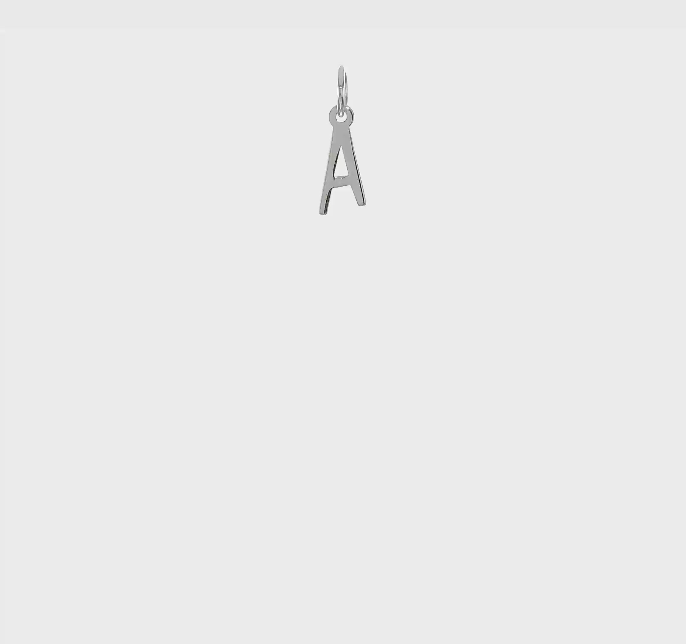 14K White Gold Initial Letter Pendant Charm, Block Style, 13mm x 6mm