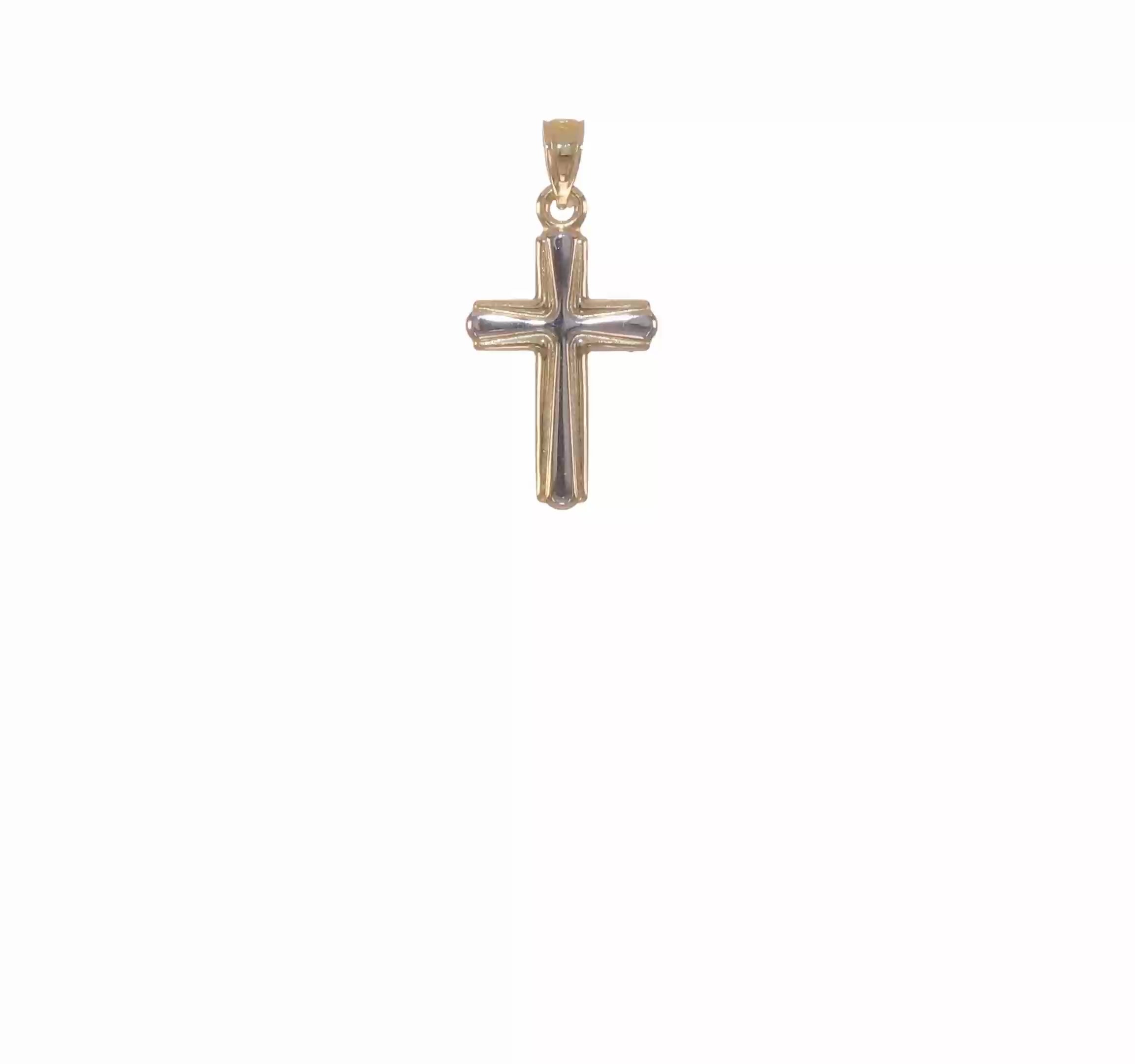 14k Yellow and White Gold Cross Unisex Pendant