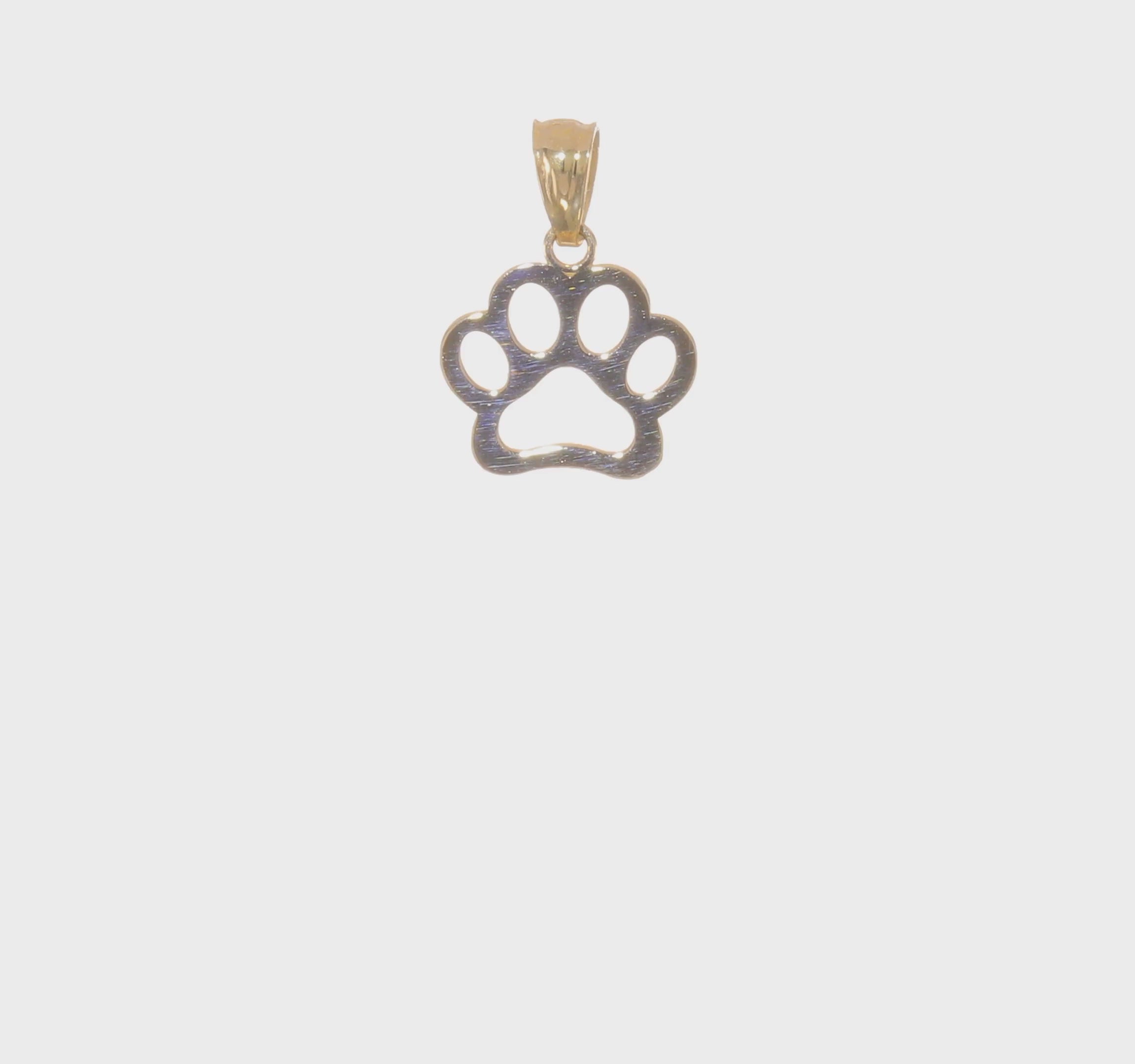 14K Yellow Gold Puppy Dog Paw Pendant, 12x12