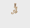 14K Yellow Gold Script Font Initial Monogram Pendant, 13mm