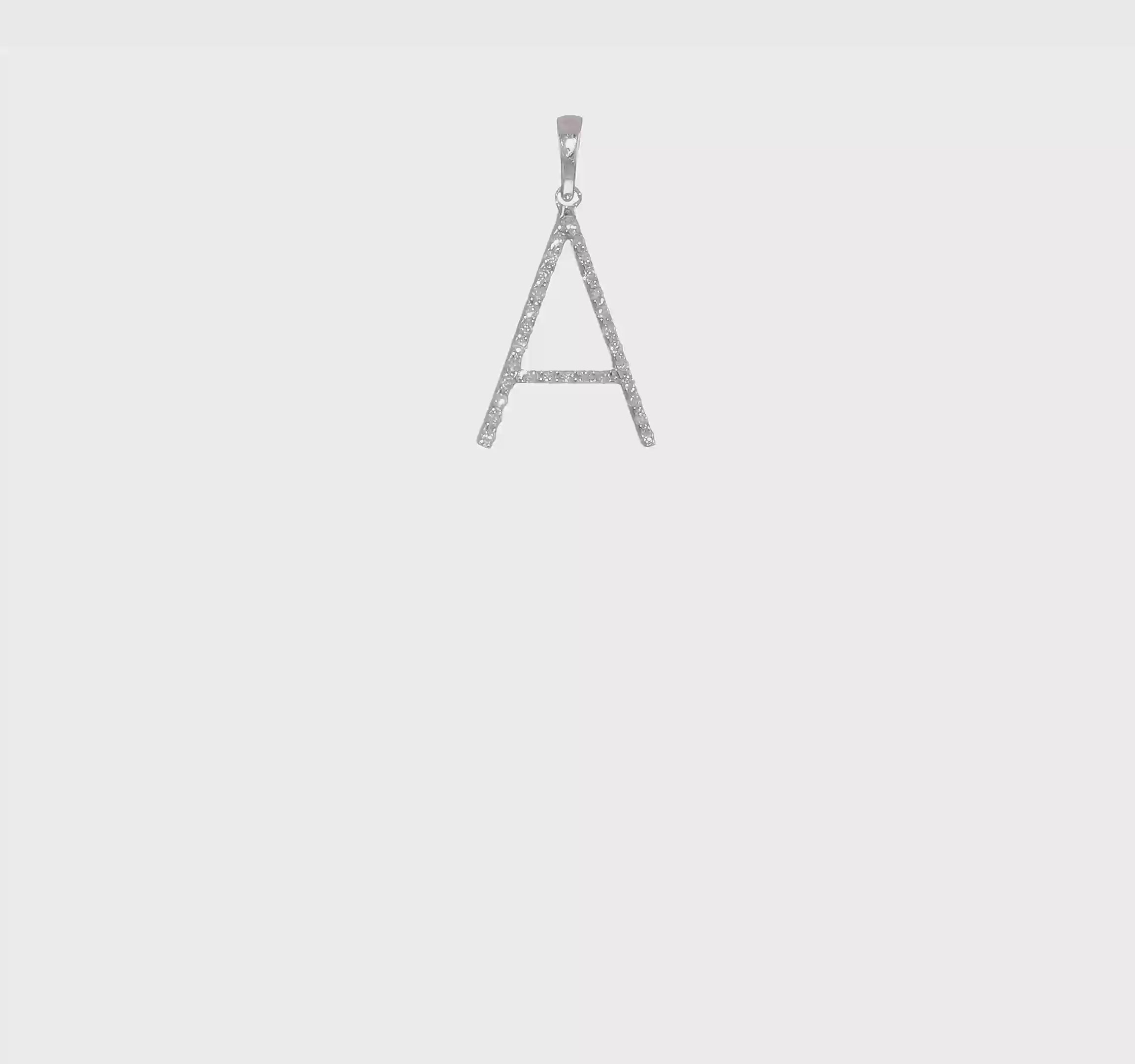 14K White Gold Diamond Letter Initial Pendant, 19x11mm