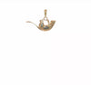 14k Yellow Gold Kitty Cat Hanging Charm Pendant, 22x17mm