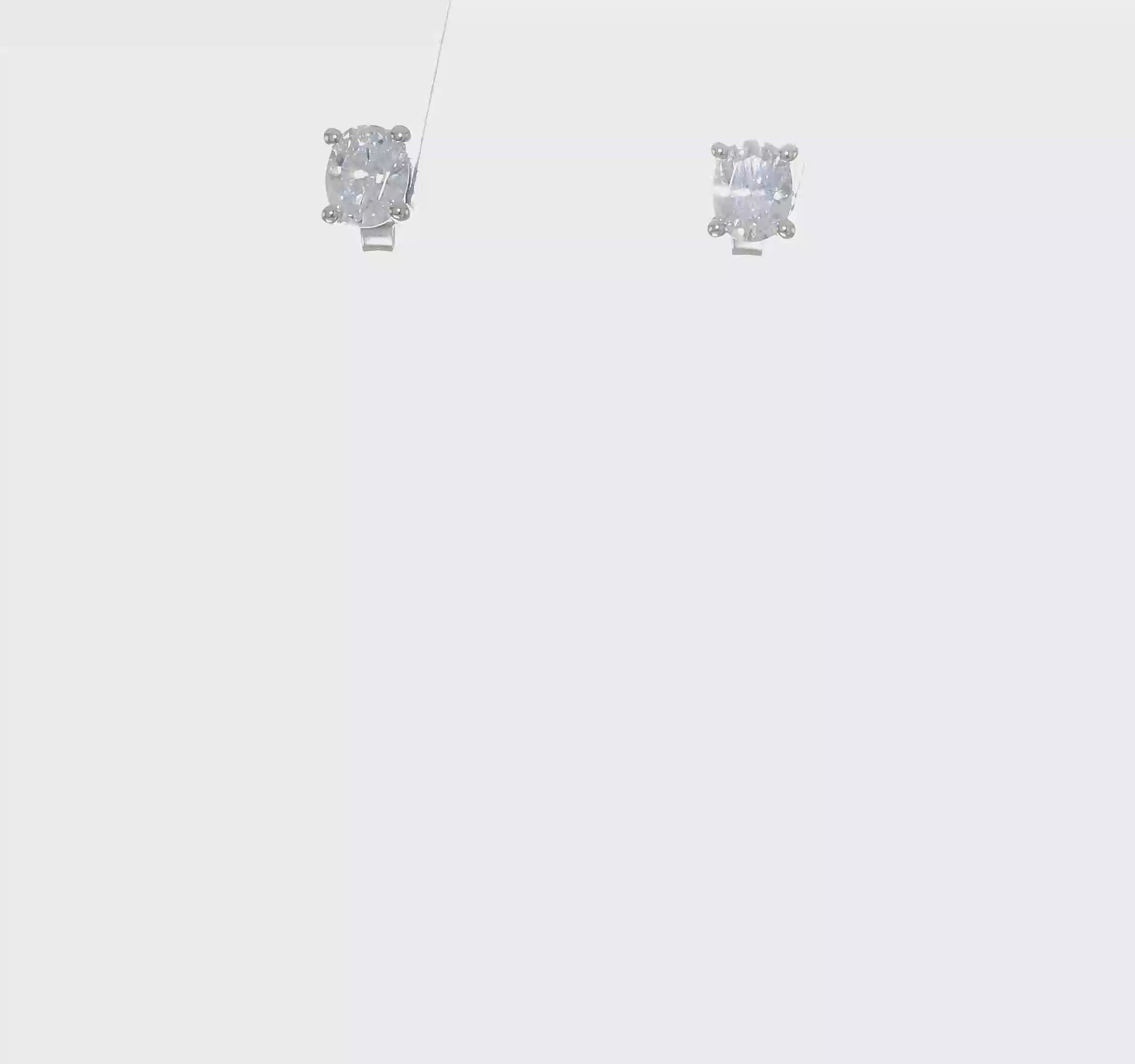 14k White Gold Lab Grown Diamond VS/SI+ G+ Oval Four Prong Stud Earrings