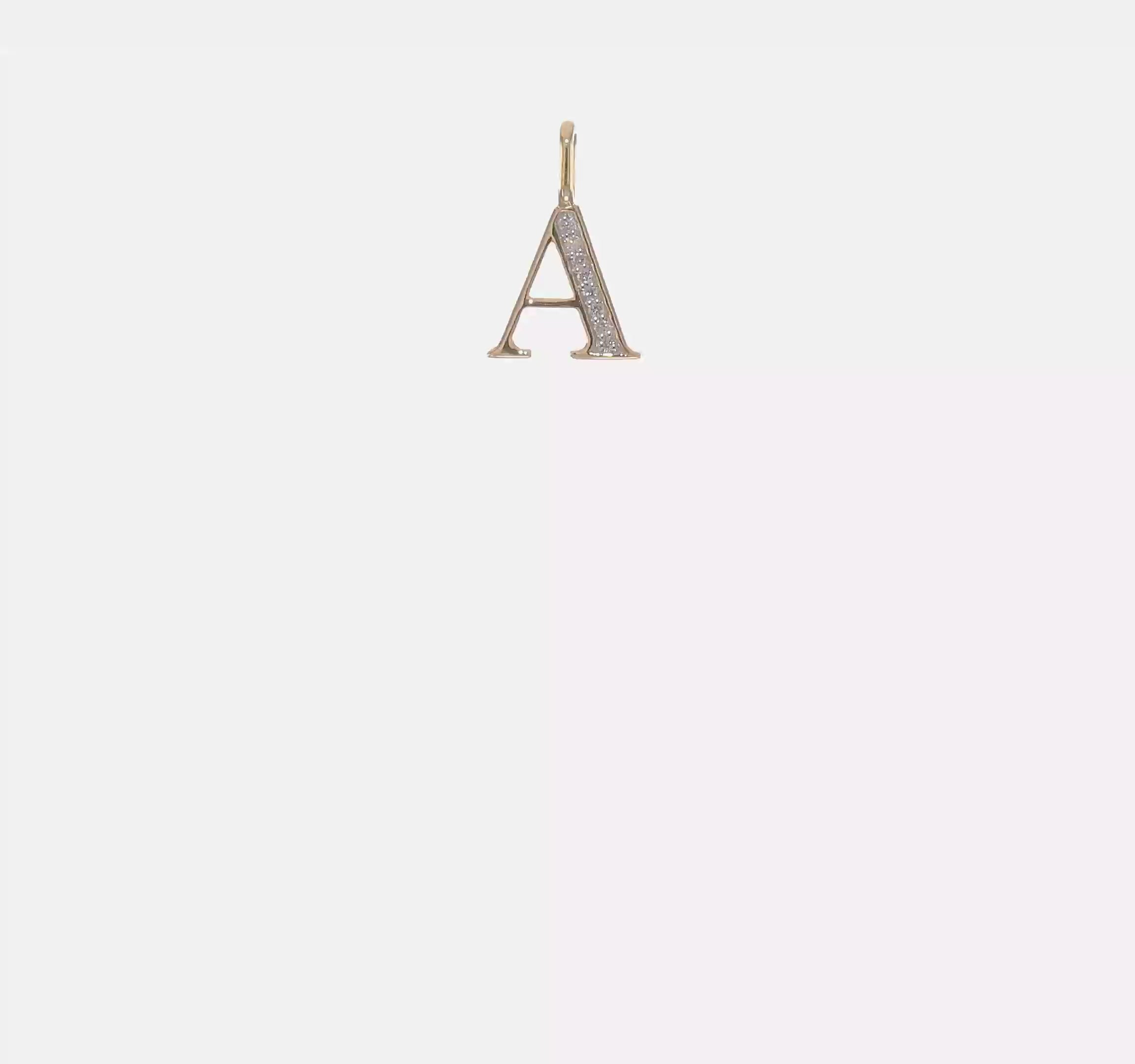 14K Yellow Gold Initial Monogram Letter Diamond Pendant
