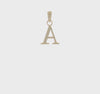 Solid 14K Gold Polished Block Initial Letter Pendants, 12x10mm