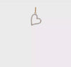 14k Real Yellow Gold CZ Open Heart Pendant, 20x11mm