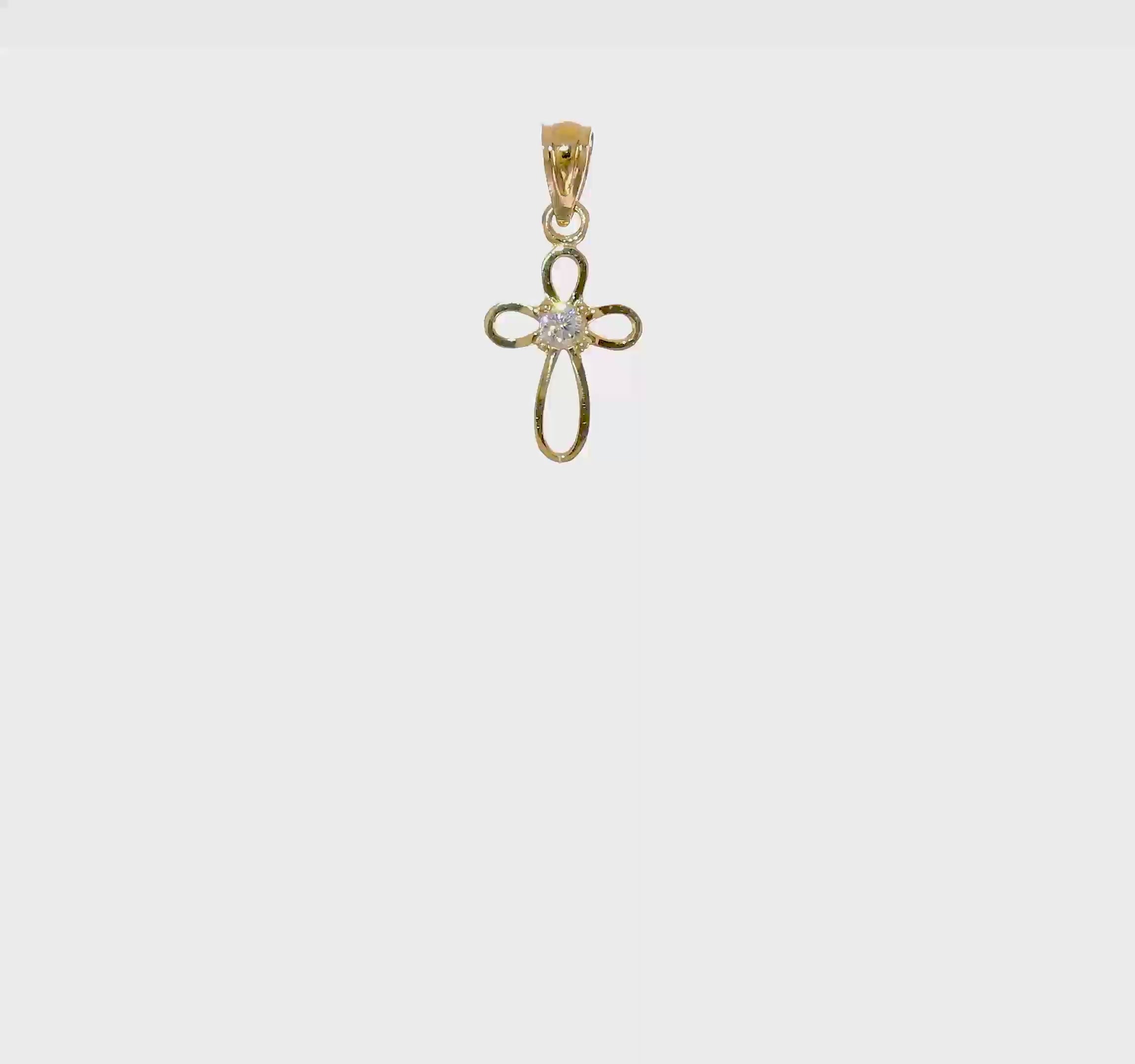 10k Real Yellow Gold Small CZ Cross Pendant 20mm Length
