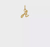 14K Yellow Gold Script Alphabet Initial Letter Charm Pendant, 14mm