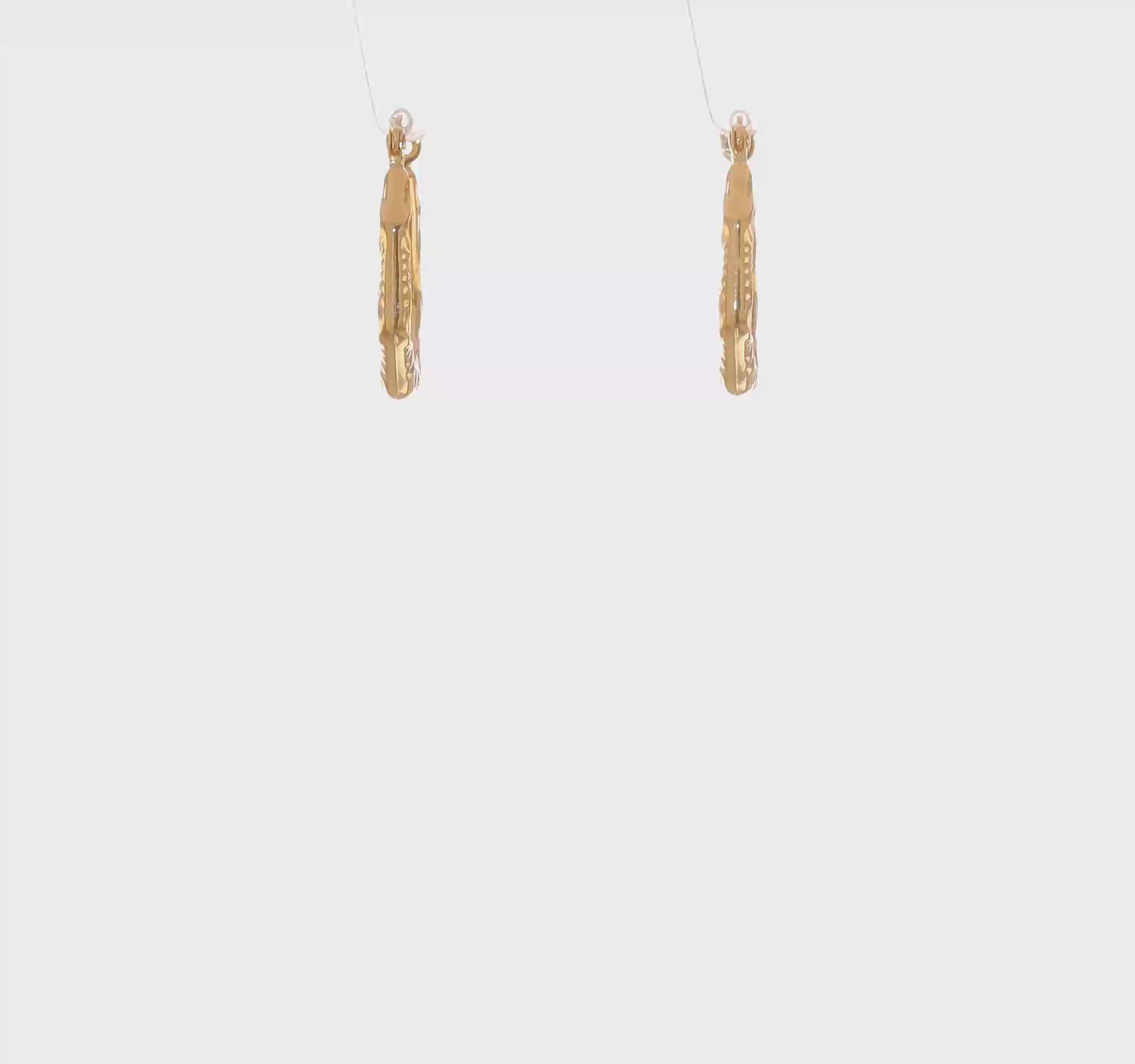 14k Yellow Gold Designer Oval Hoop Earrings, 17x14mm