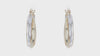 14K Yellow And White Gold Oval Shape Two Tone Double Row Hoop Earrings