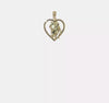 14k Yellow Gold Horse Head And Heart Pendant, 22x15mm