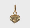 14K Yellow Gold 3-D Puffed Heart Charm Pendant, 12x7mm