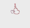 14K Solid Gold Intertwined Double Heart Pendant, 17x15mm