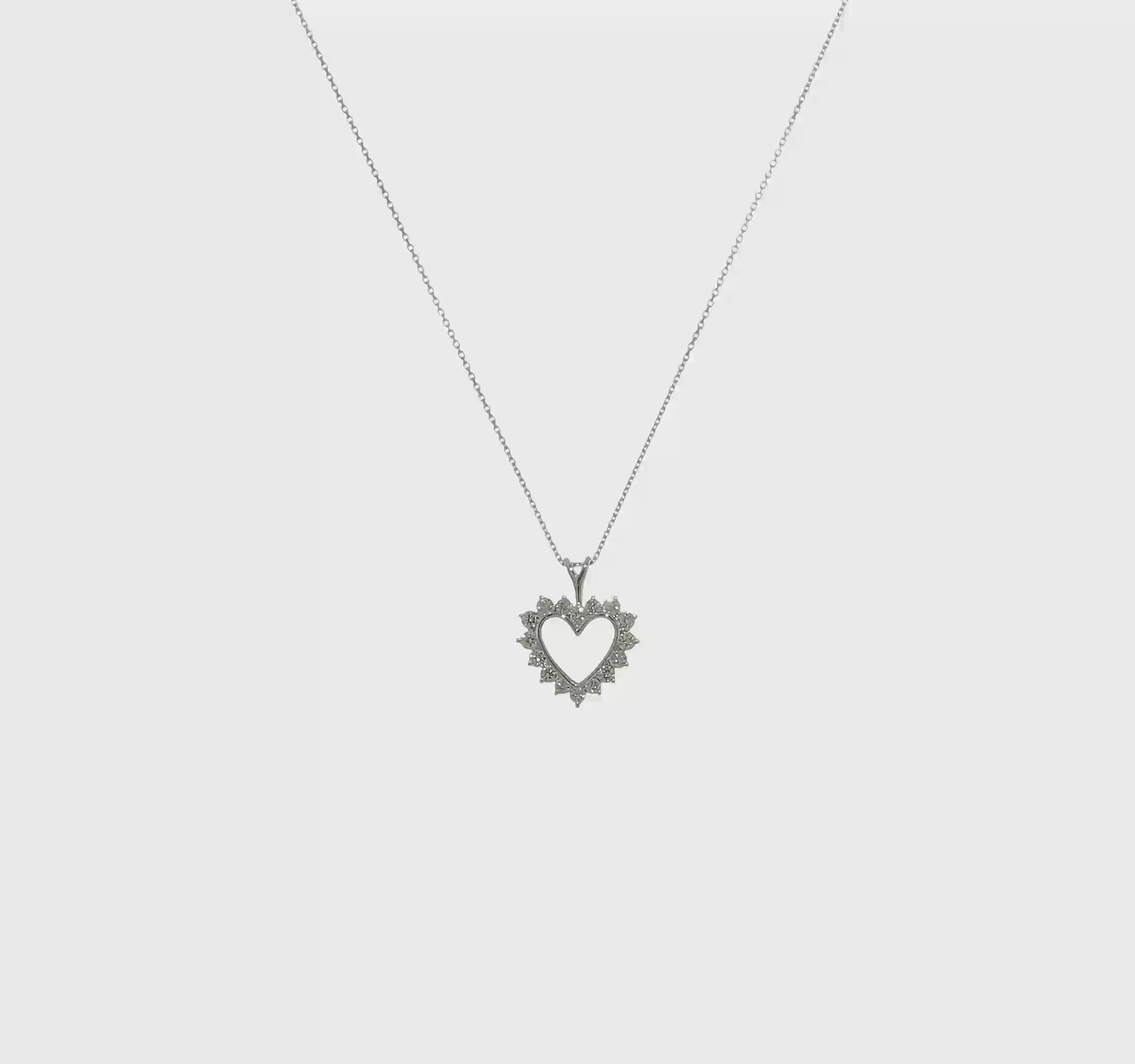 Solid Gold Lab Grown Diamond Heart Pendant Necklace, 18 Inch