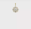 10K Yellow Gold and Rhodium Filigree Flower Pendant Charm, 16mm, Two-Tone