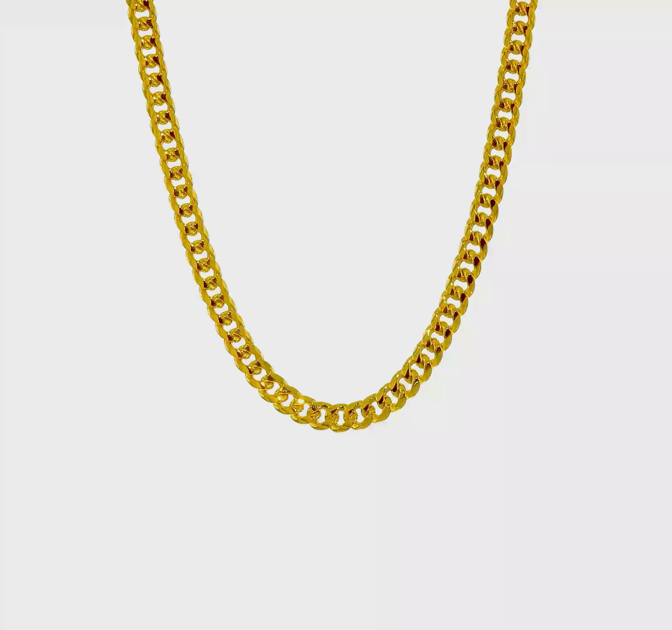 14k Yellow Gold Miami Cuban Link Chain Necklace, Width 11mm
