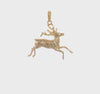 14k Yellow Gold Polished Running Deer Pendant, 29x29mm