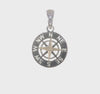 Sterling Silver Rhodium-Plated Polished Mini Compass with 14k Needle Pendant