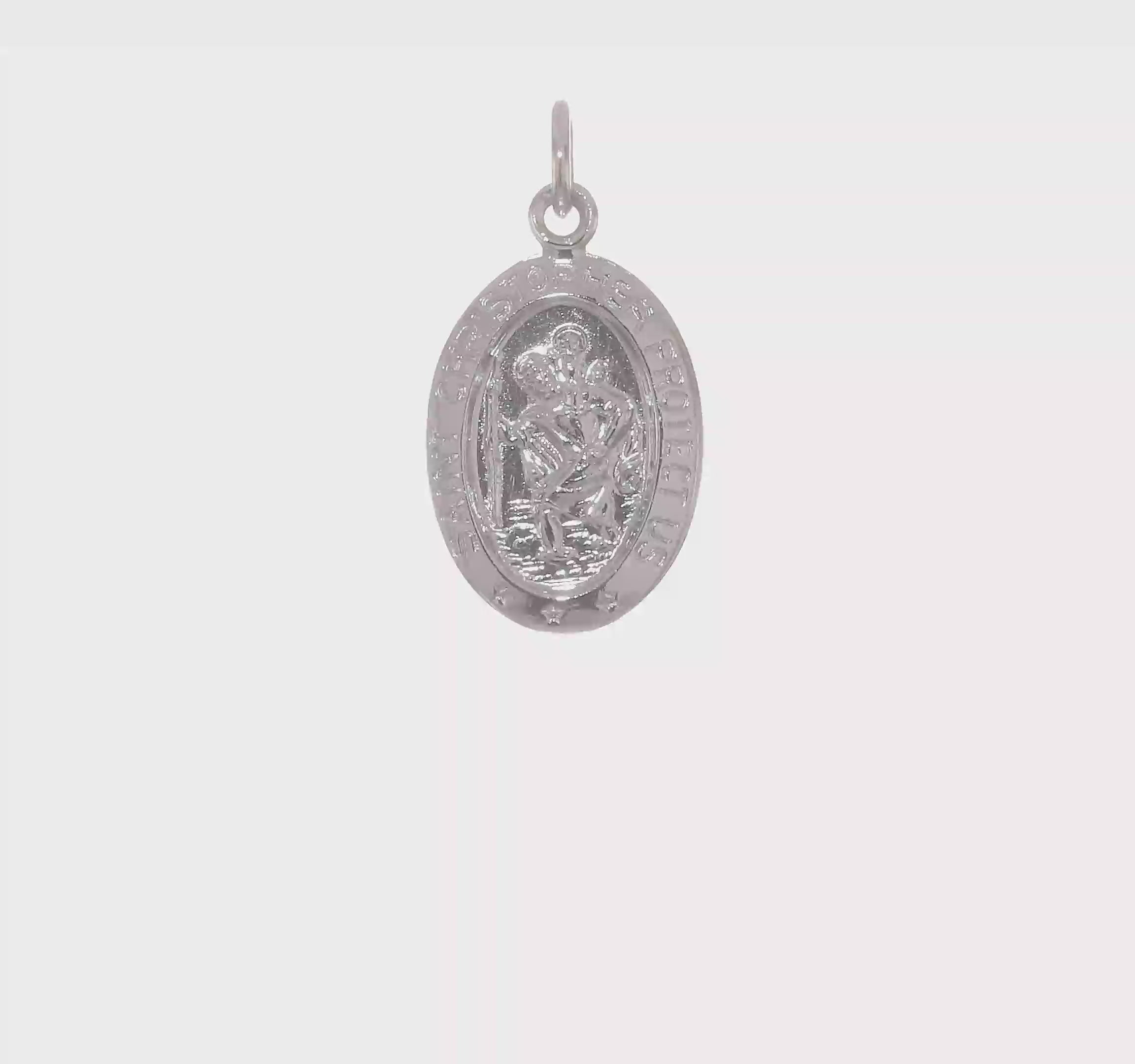 Sterling Silver Rhodium-plated Saint Christopher Pendant, 22x10mm