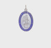 Sterling Silver Rhodium-plated Blue Enamel St. Christopher Medal Pendant, 35x20mm