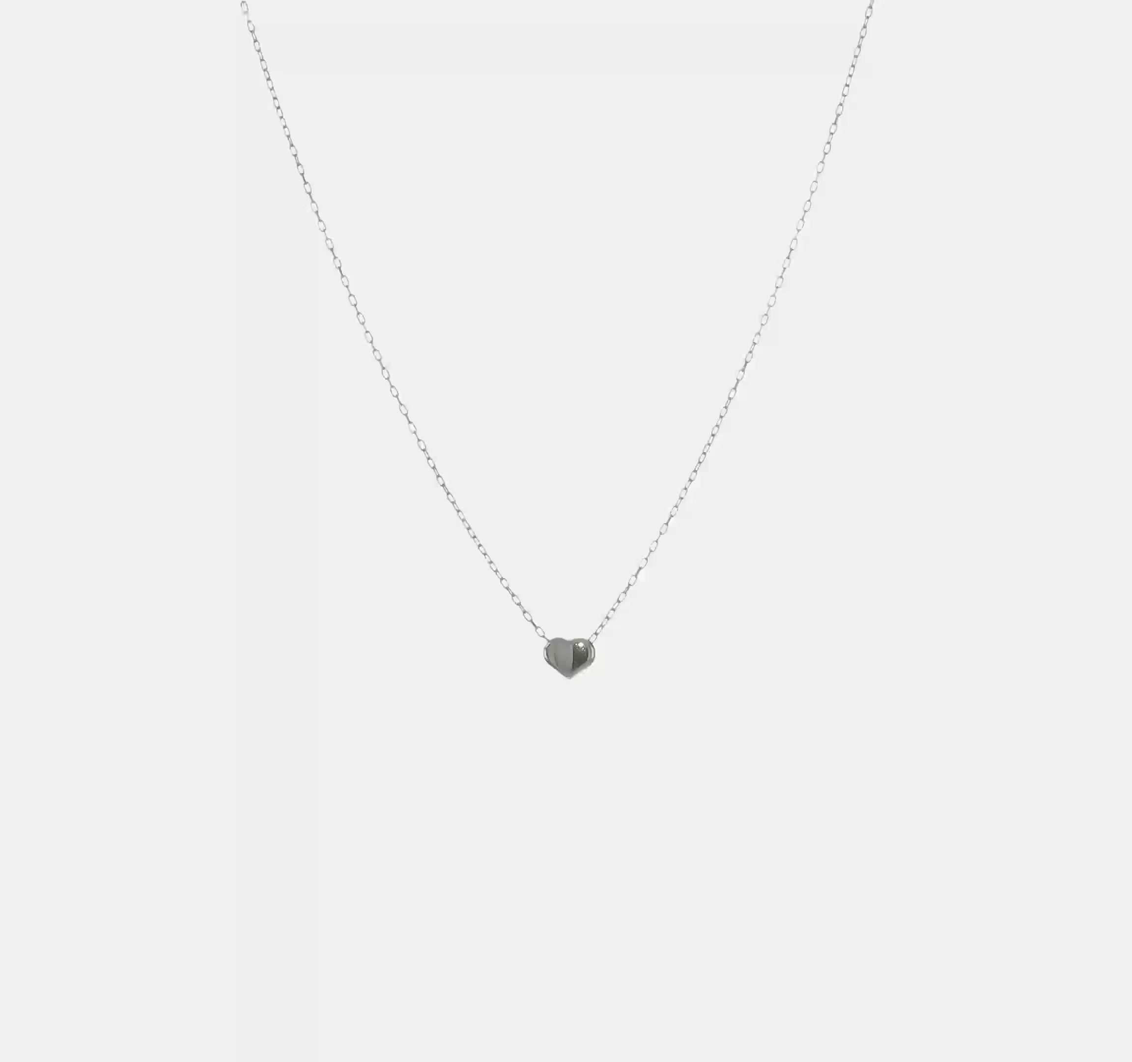14k White Gold Polished Puffed Heart Pendant 16.5 inch Necklace